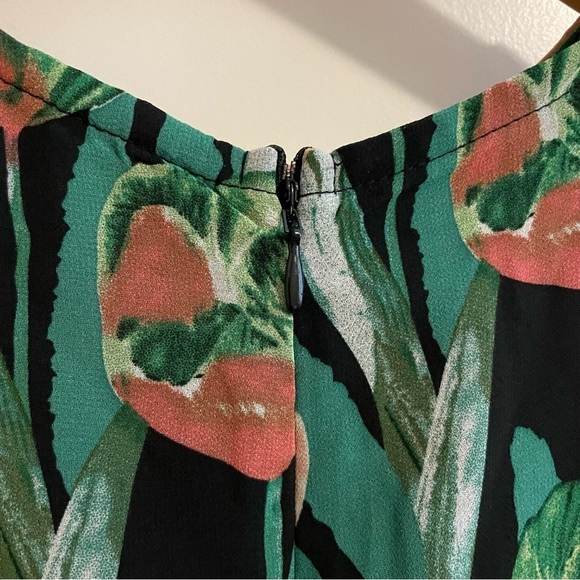 Fore Floral Print Long Sleeve Maxi Dress Green Pink Size Small - Picture 8 of 8